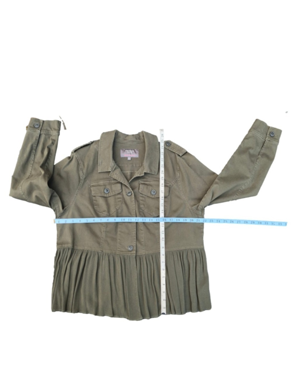 Torrid Womens Size 1 Olive Green Military Utility Jacket Peplum Hem Stretch - Picture 7 of 9